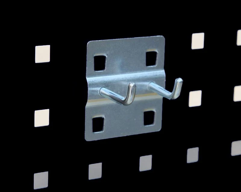 5 Stk. Kroge - Dobbelt - 50 Mm - Til Hulplade (10 X 10 Mm) + Værkstedsvogn 1 5 Stk. Kroge - Dobbelt - 50 Mm - Til Hulplade (10 X 10 Mm) + Værkstedsvogn