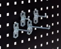 5 Stk. Kroge - Enkelt - 75 Mm - Til Hulplade (10 X 10 Mm) + Værkstedsvogn -Værktøj Salgsbutik krog enkelt 69mm til hulplade 2