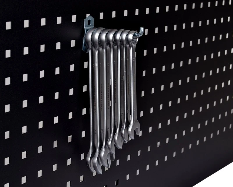 5 Stk. Kroge - Enkelt - 100 Mm - Til Hulplade (10 X 10 Mm) + Værkstedsvogn 2 5 Stk. Kroge - Enkelt - 100 Mm - Til Hulplade (10 X 10 Mm) + Værkstedsvogn - Billede 2