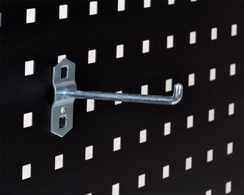 5 Stk. Kroge - Enkelt - 100 Mm - Til Hulplade (10 X 10 Mm) + Værkstedsvogn 1 5 Stk. Kroge - Enkelt - 100 Mm - Til Hulplade (10 X 10 Mm) + Værkstedsvogn