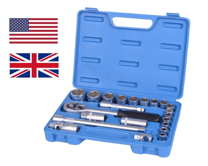 Topnøglesæt 22 Dele Tommemål 1 Topnøglesæt 22 Dele Tommemål