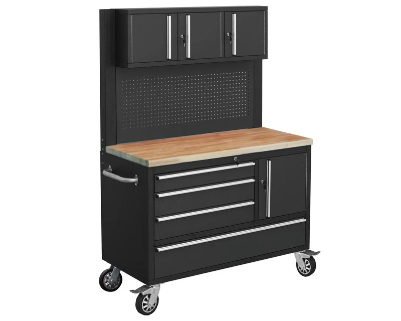 Værkstedsvogn - Ekstra Bred Med Overskabe Og Bordplade 1 Værkstedsvogn - Ekstra Bred Med Overskabe Og Bordplade